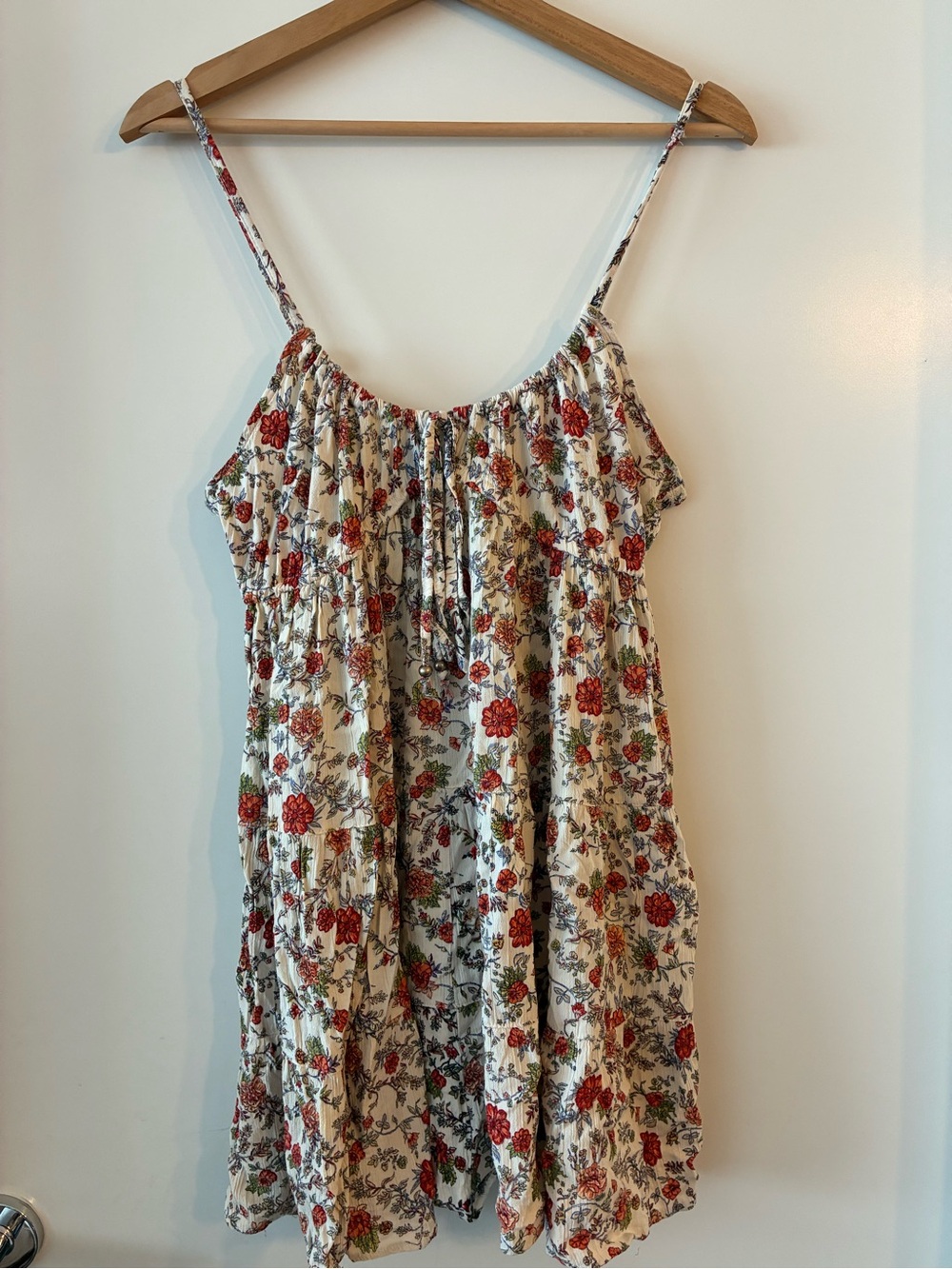 Angie Cream Spaghetti-Strap Floral Camisole Dress